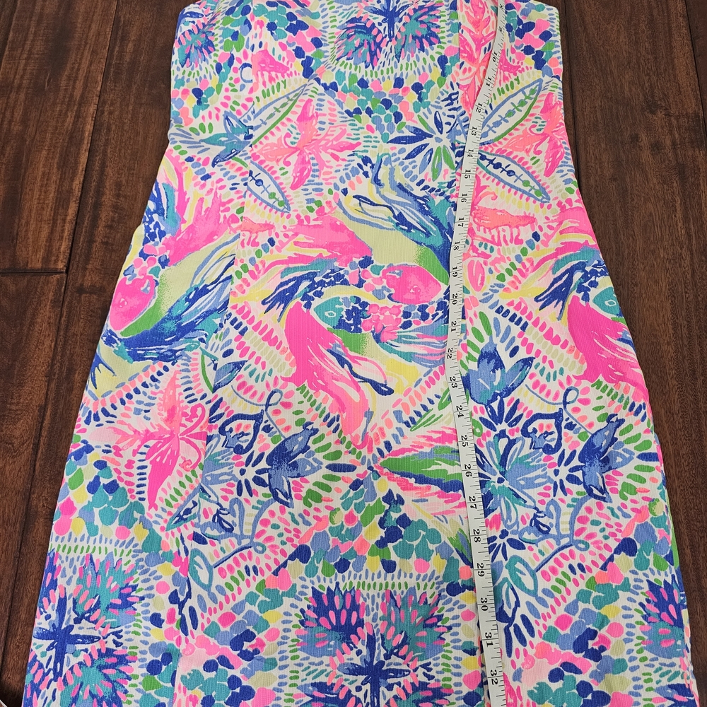 Lilly Pulitzer Shelli Stretch Shift Dress Dancing On The Deck Print Size 6 - Picture 2 of 4